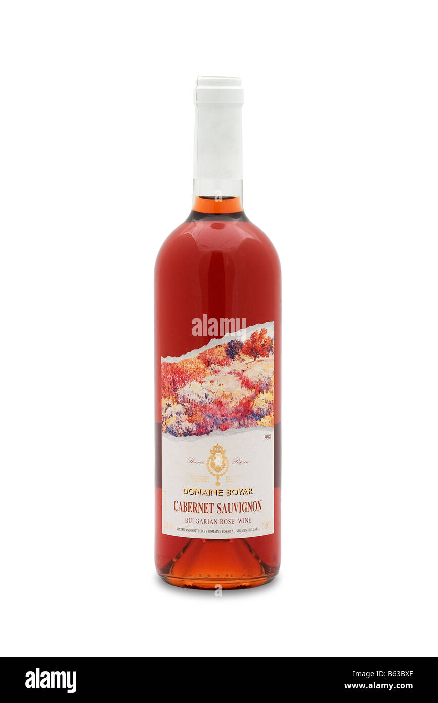Cabernet Sauvignon Domaine Bojar bulgarische rose Wein Shumen Region 1998 süße Kirsche Erdbeer lang Afterstaste reiche arom Stockfoto
