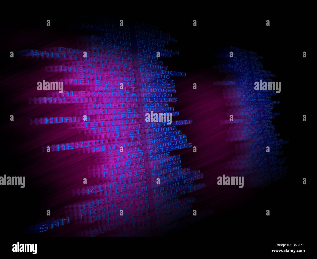 Ein Flughafen-Abfahrt-Display Stockfoto