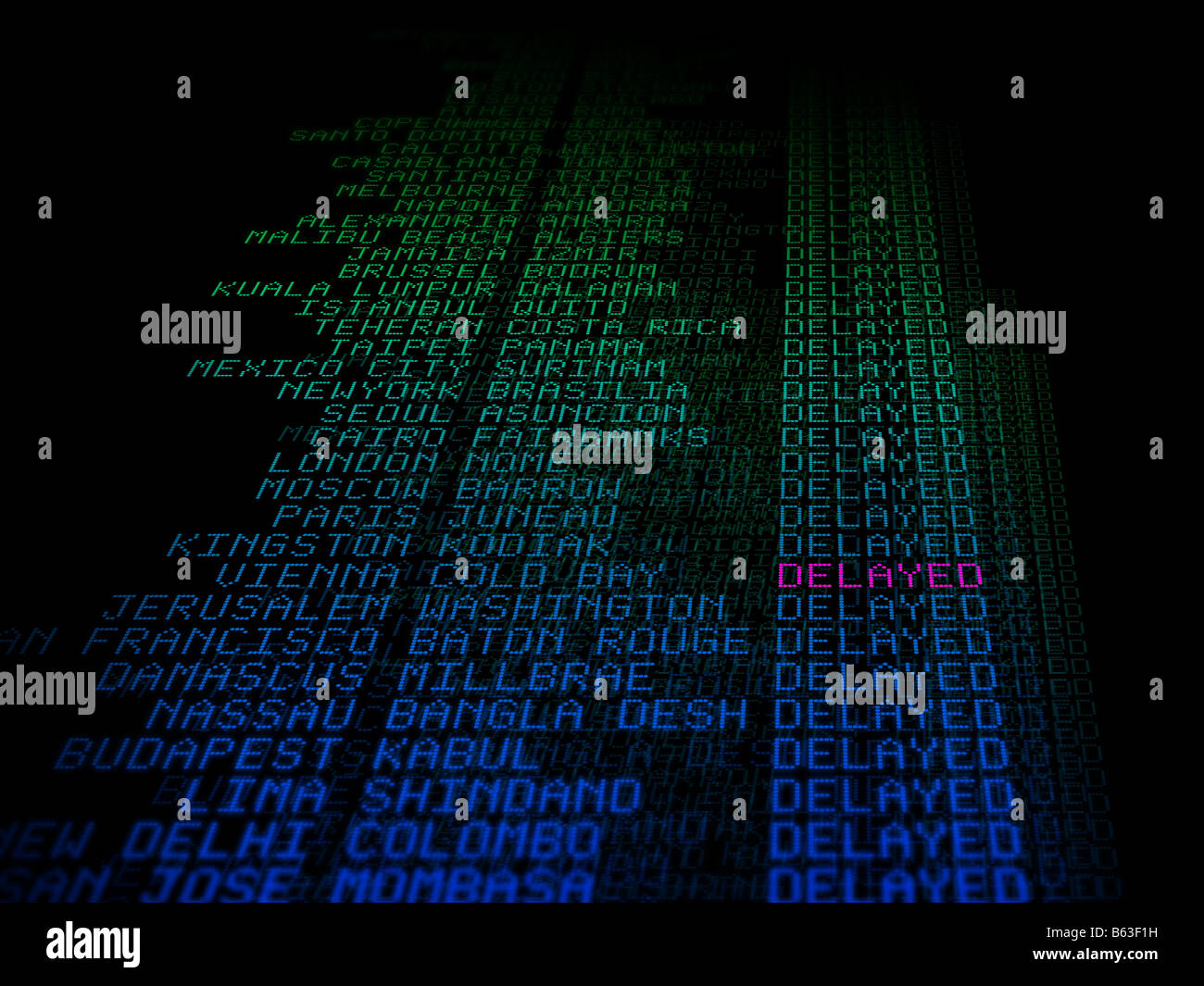 Ein Flughafen-Abfahrt-Display Stockfoto