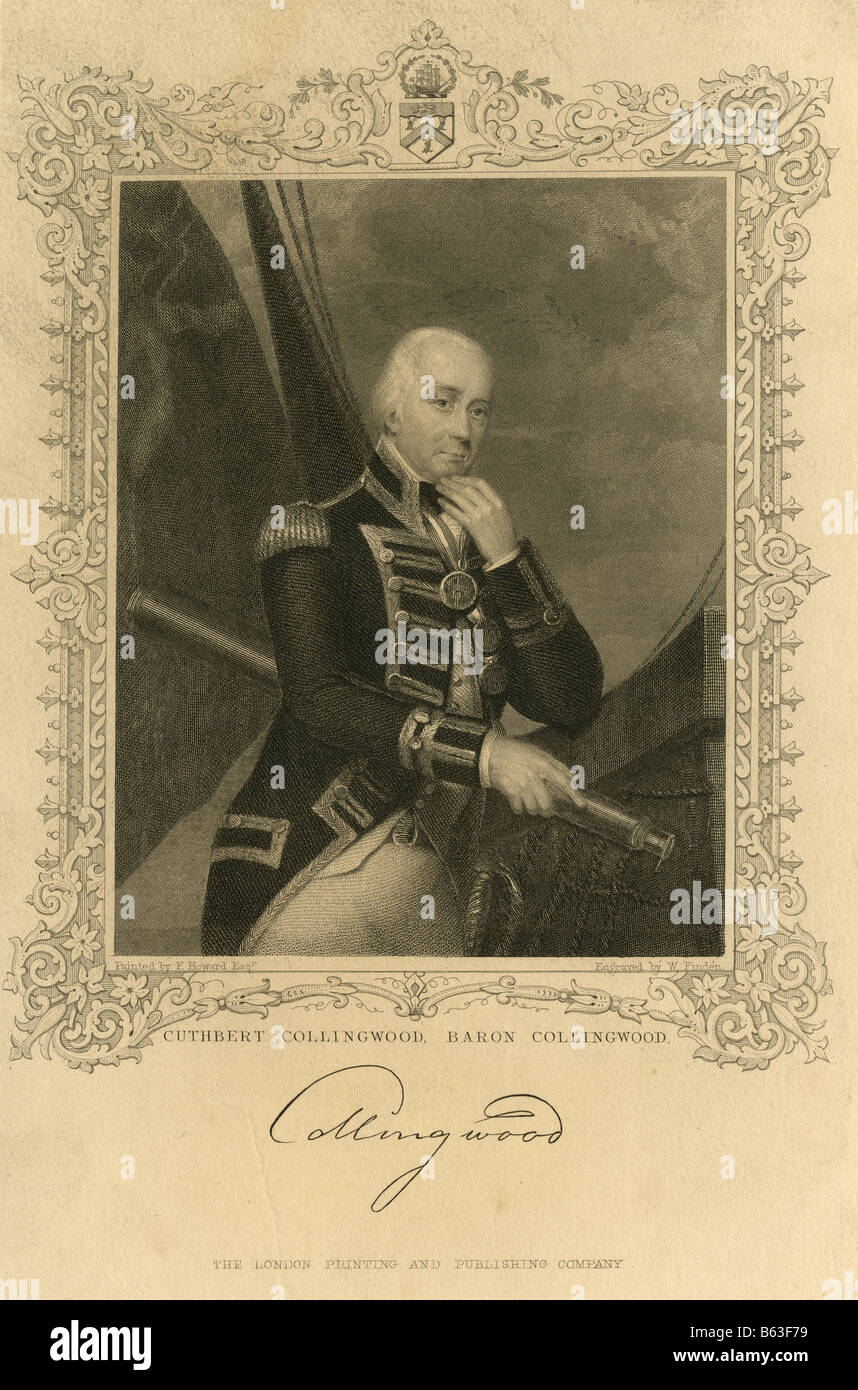 Antiken Gravur des Admirals Cuthbert Collingwood, 1. Baron Collingwood. Stockfoto