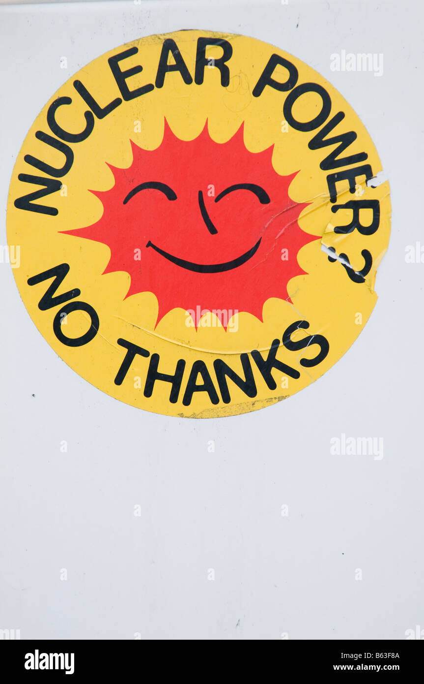 Alte "Atomkraft Nein Danke"-Aufkleber, sonnigen Smiley Stockfoto