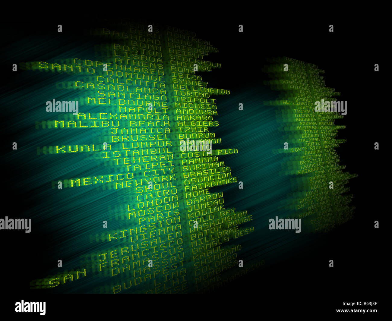 Ein Flughafen-Abfahrt-Display Stockfoto
