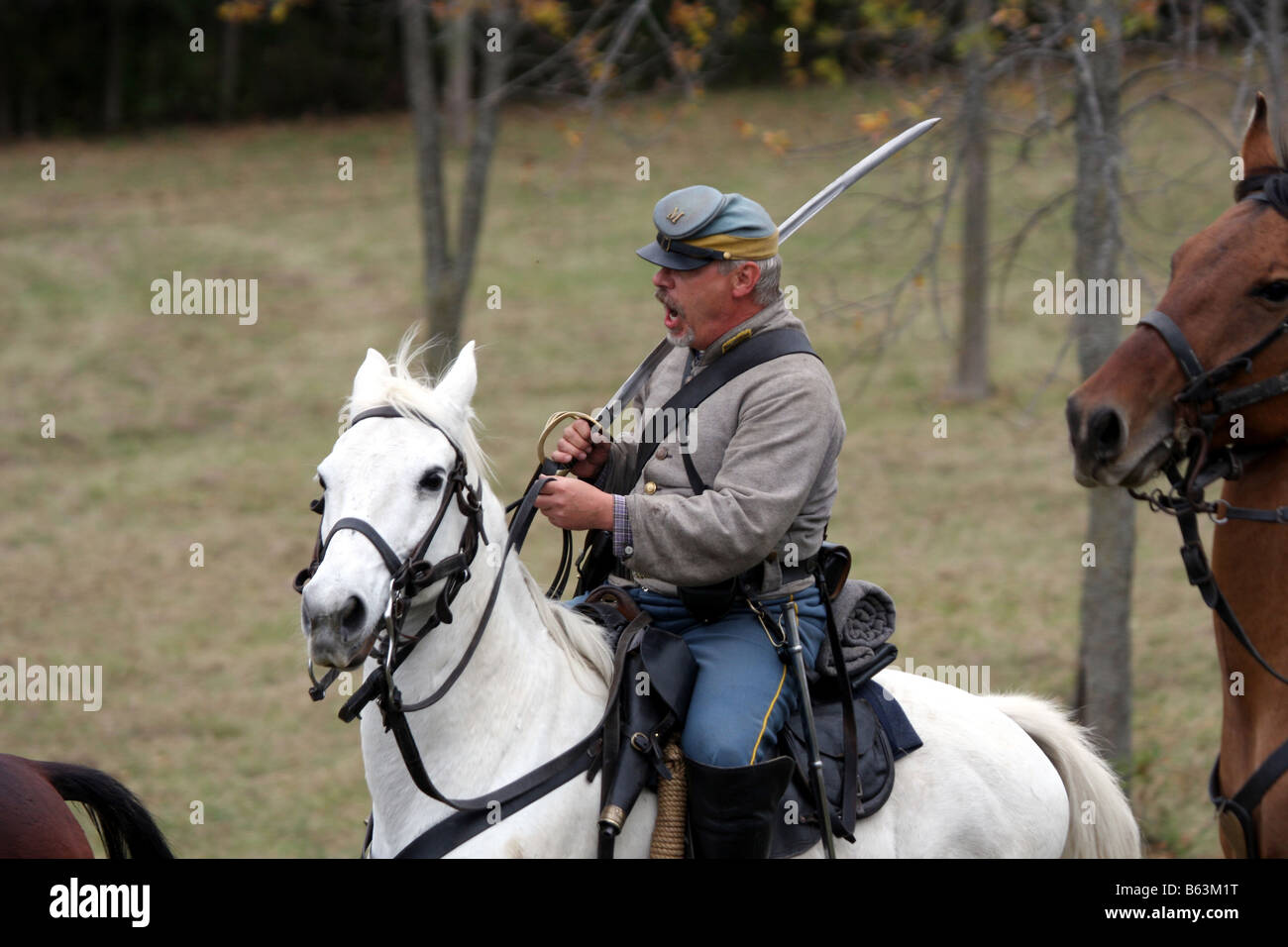 Kalvarienberg-Fahrer in der Civil War Reenactment an der Wade Haus Greenbush Wisconsin Stockfoto