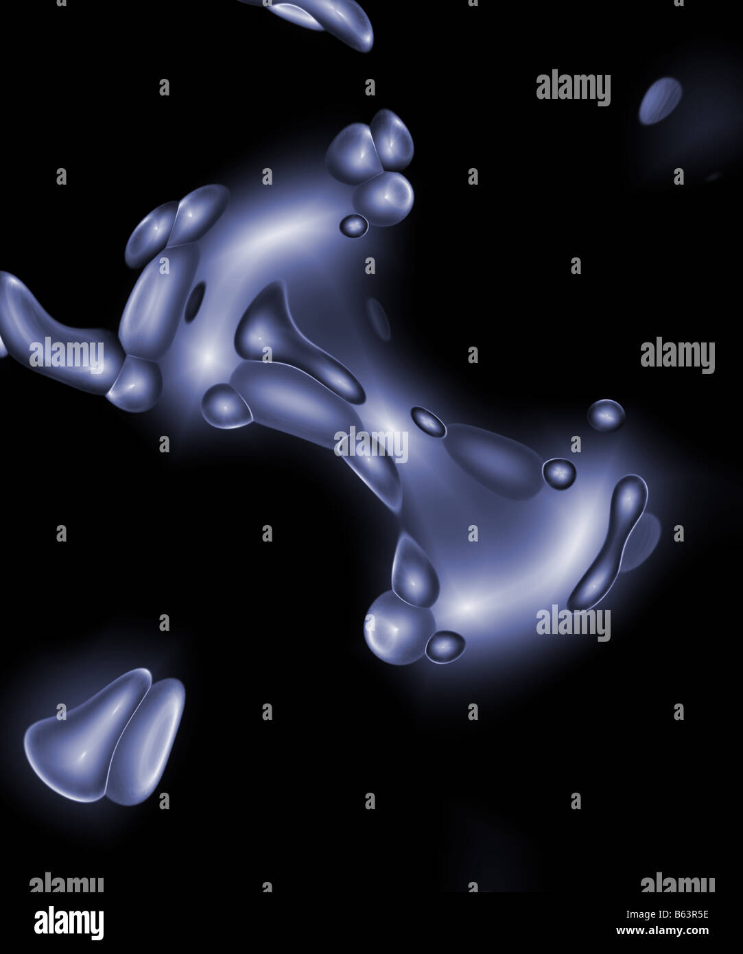 Mobilfunk Suche Chrom Blobs sieht aus wie etwas, was Sie unter einem Mikroskop sehen würden Stockfoto
