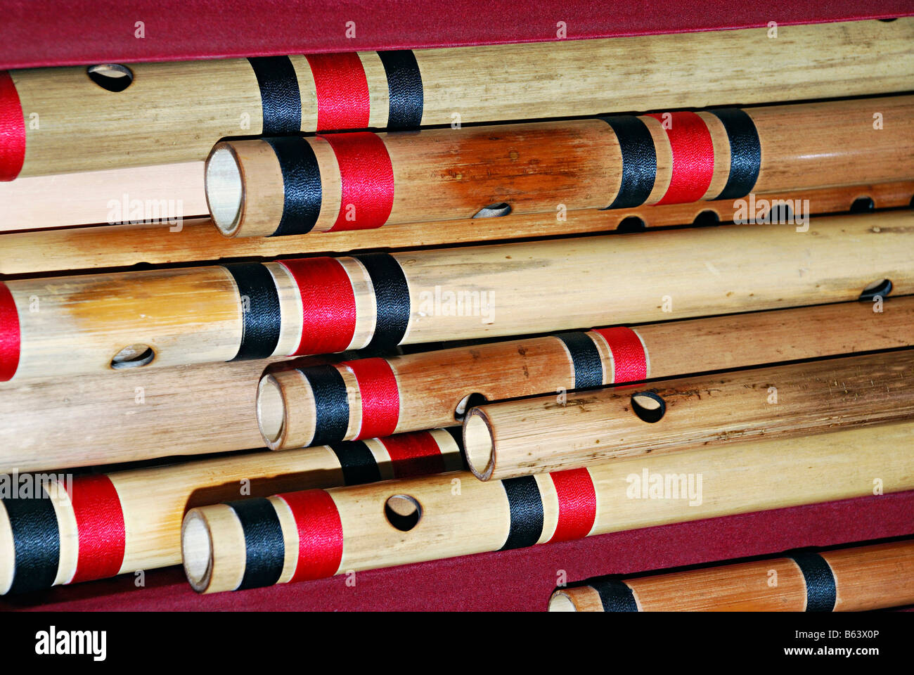Holzflöten, ein indisches Musikinstrument, Indien. Stockfoto