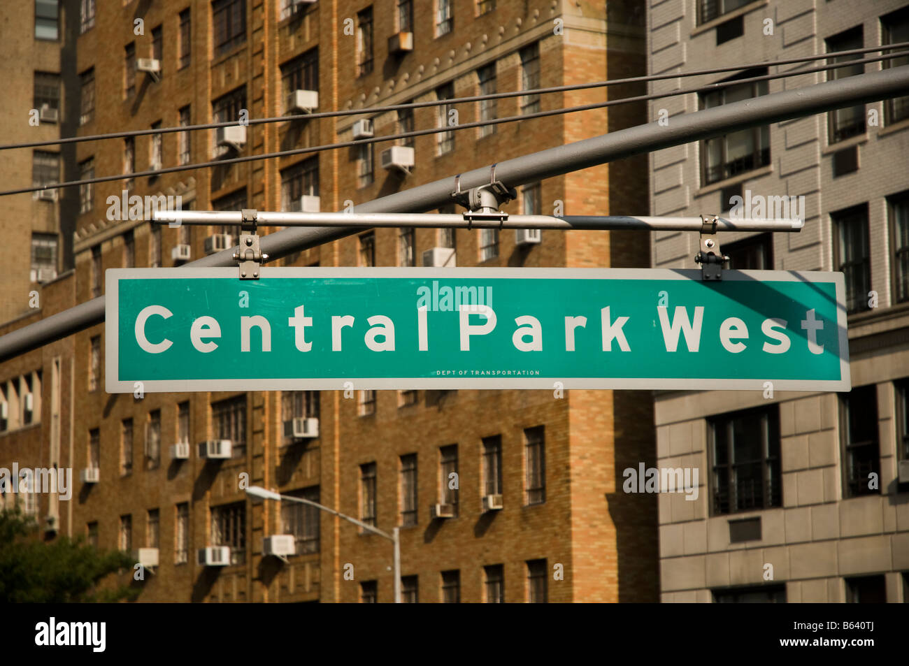 Central Park West Straßenschild in Manhattan, New York, USA Stockfoto