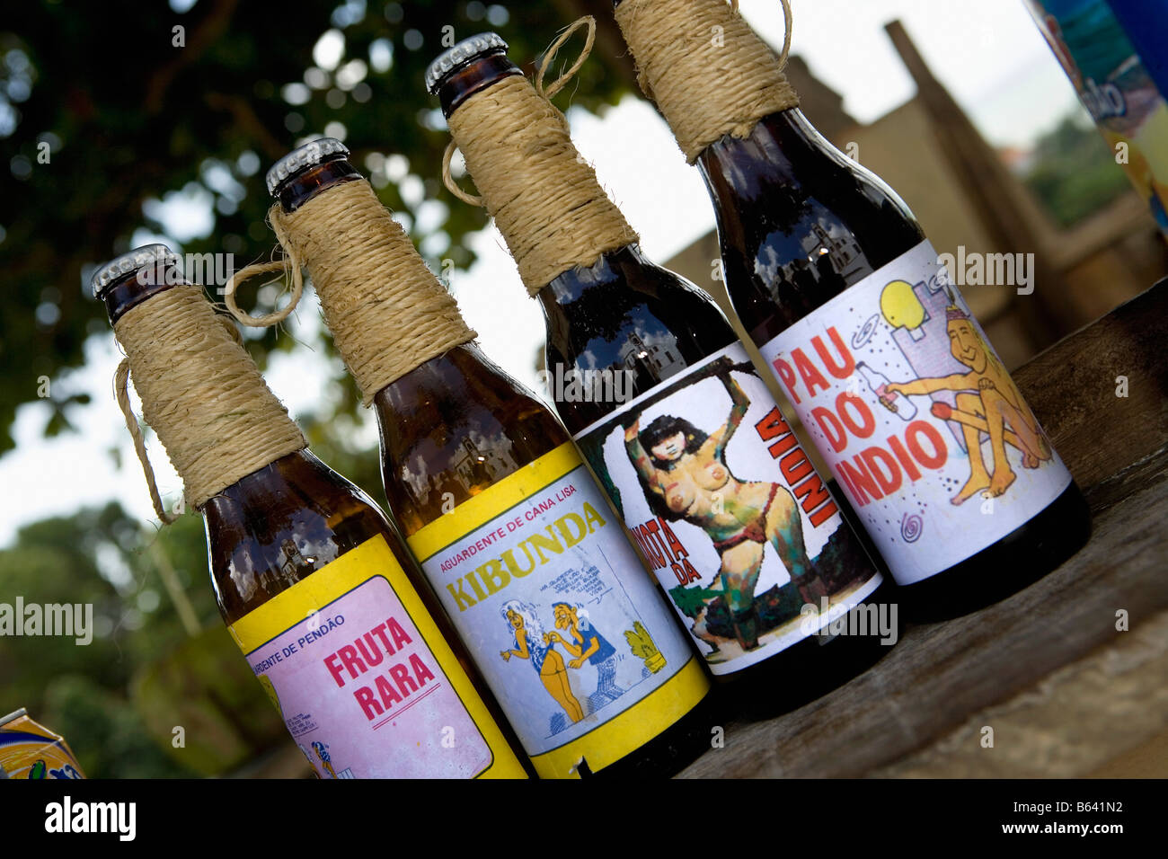 Brasilien, Olinda, Litle Außenterrasse, Verkauf von Afrodiasic Getränken Stockfoto