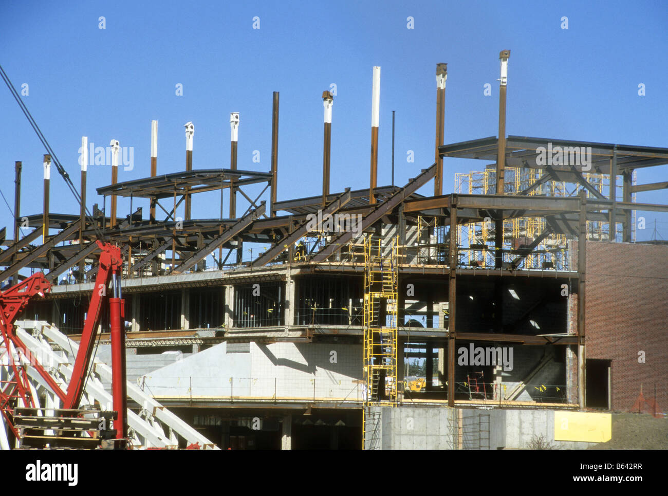 Stahlüberbau große Ralph Engelstad Sportarena im Bau Grand Forks, North Dakota, USA Stockfoto