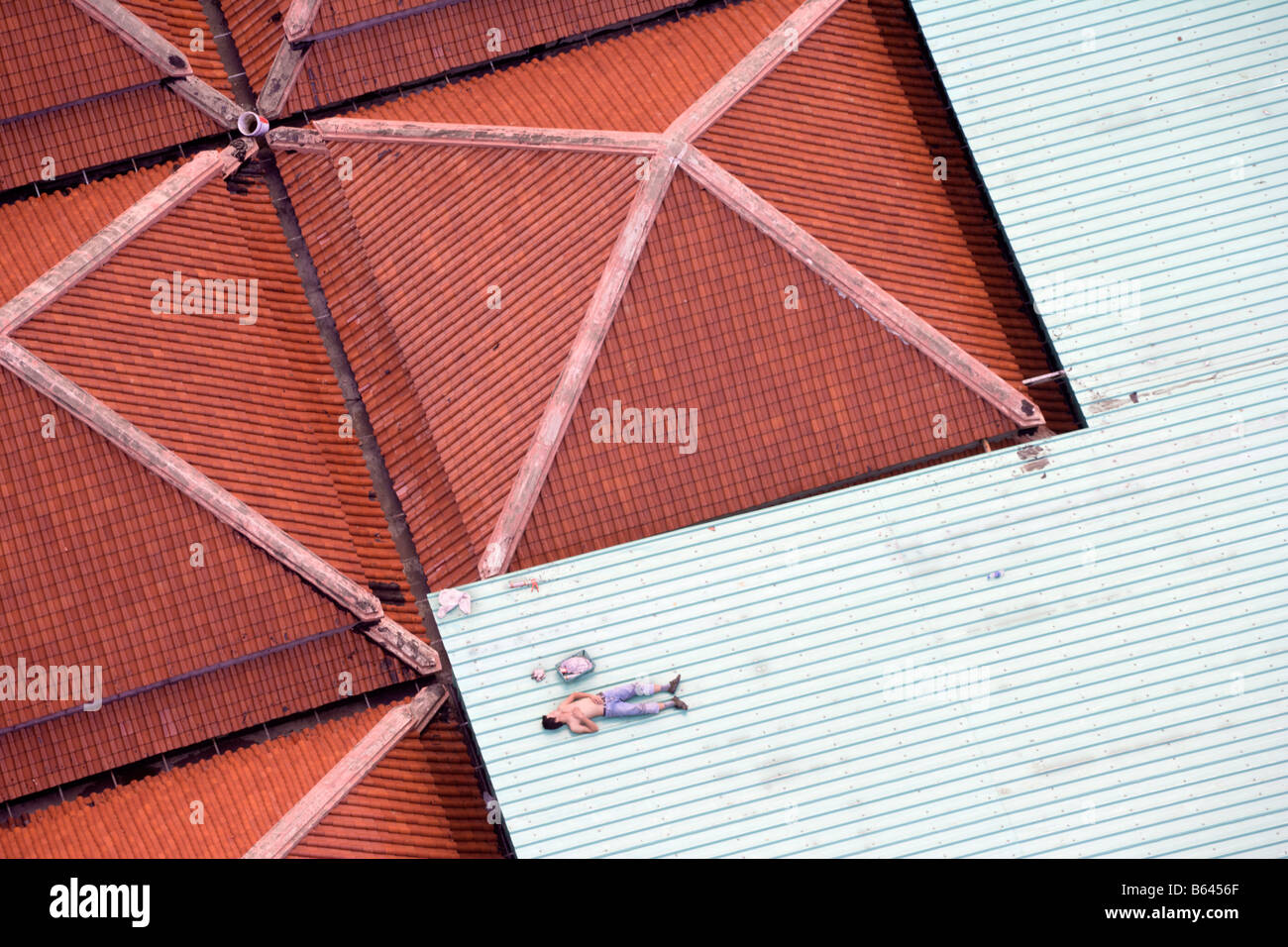 Thailändische Bauarbeiter, Bangkok, Thailand Stockfoto