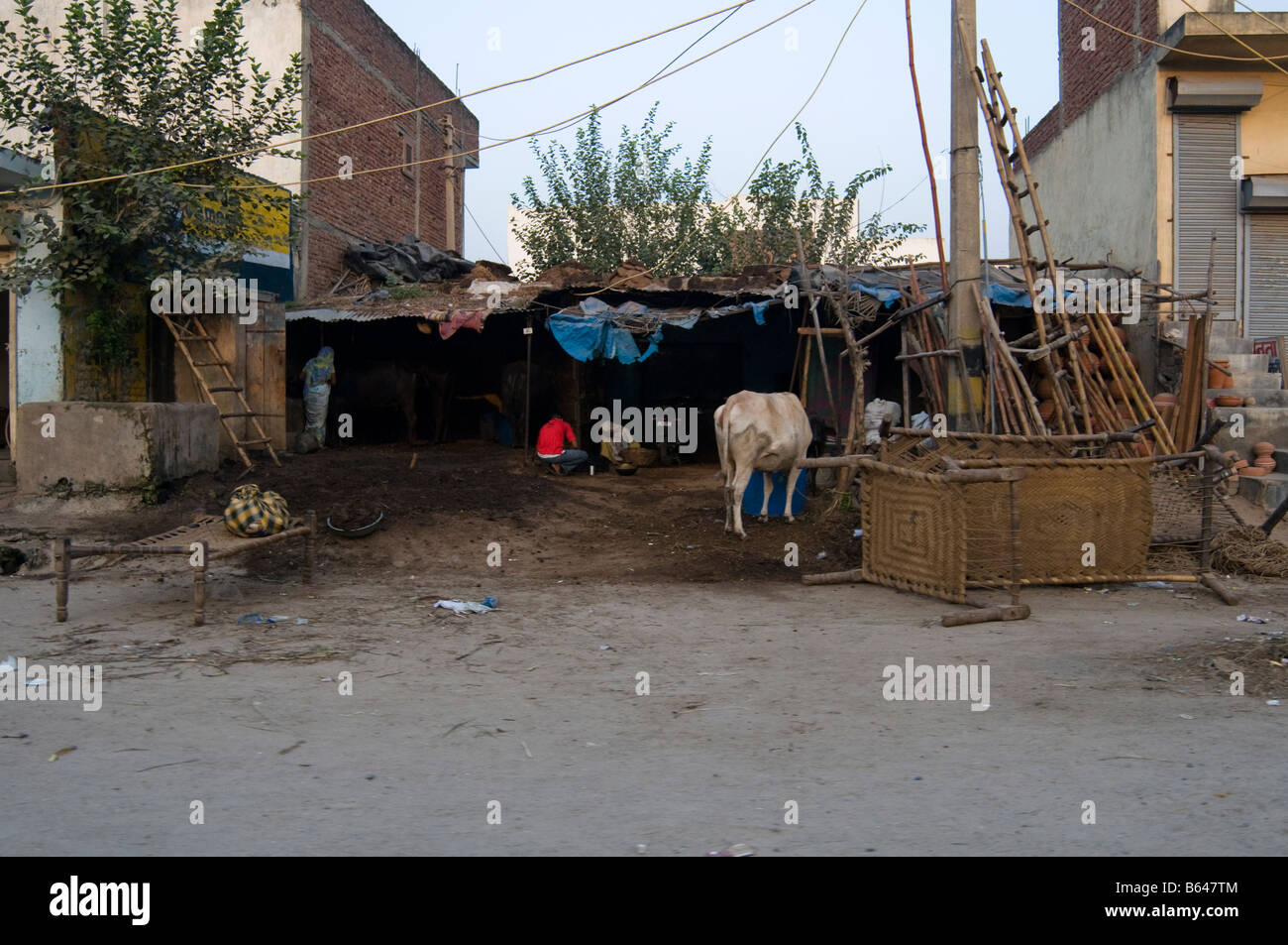 Straße von Delhi. Indien. Chhatarpur Hauptstraße. Stockfoto