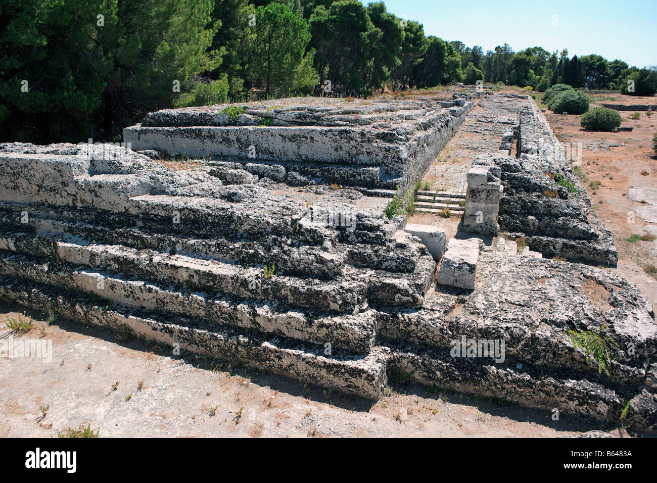 Altar von Hieron II, Opferaltar, 3. Jahrhundert v. Chr., Parco Archeologico, Syrakus, Sizilien Stockfoto