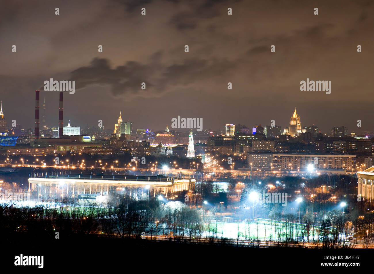 Russland-Moskau-Landschaft in der Nacht Stockfoto
