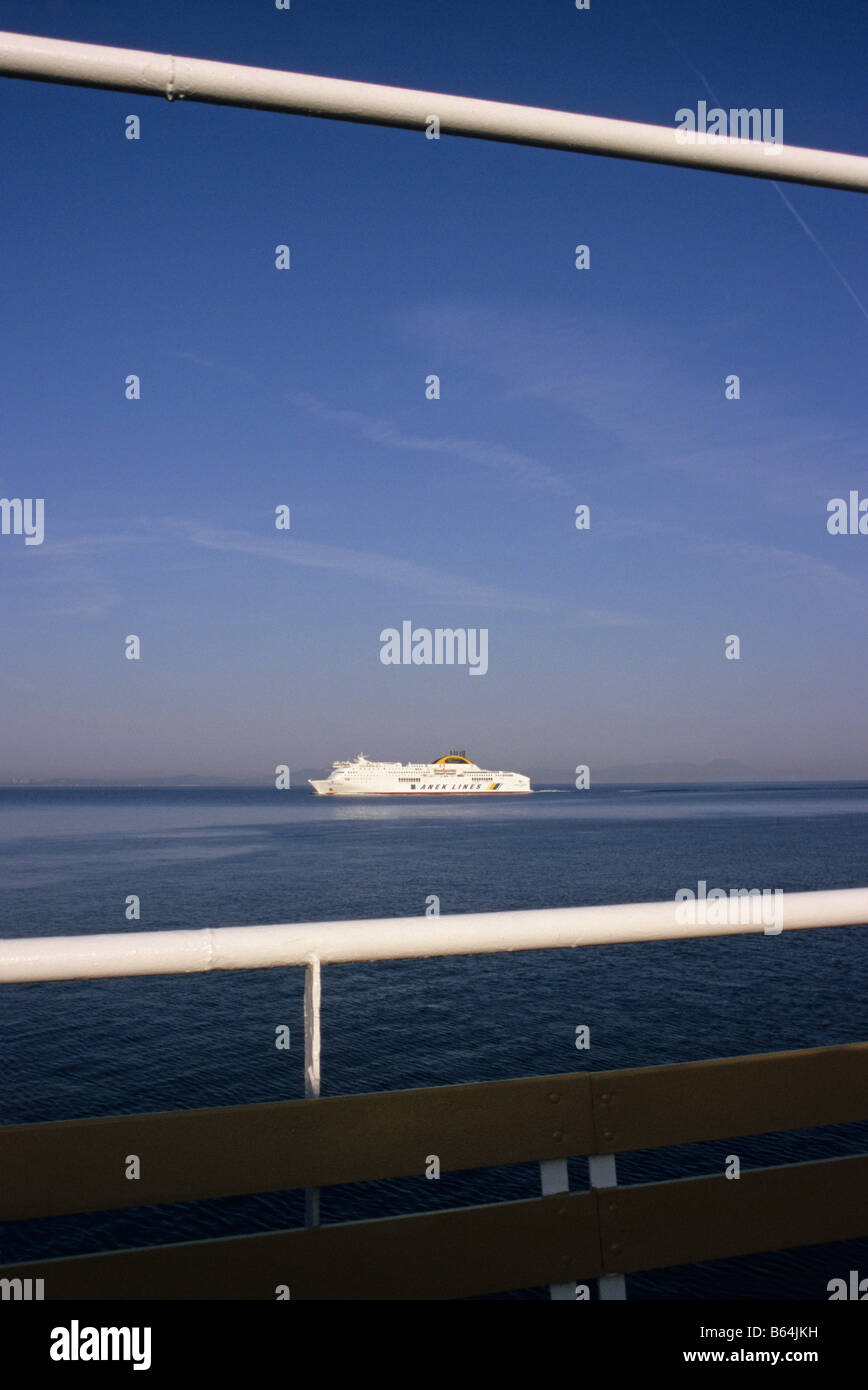 FERRY BOAT AT SEA, Mittelmeer Stockfoto