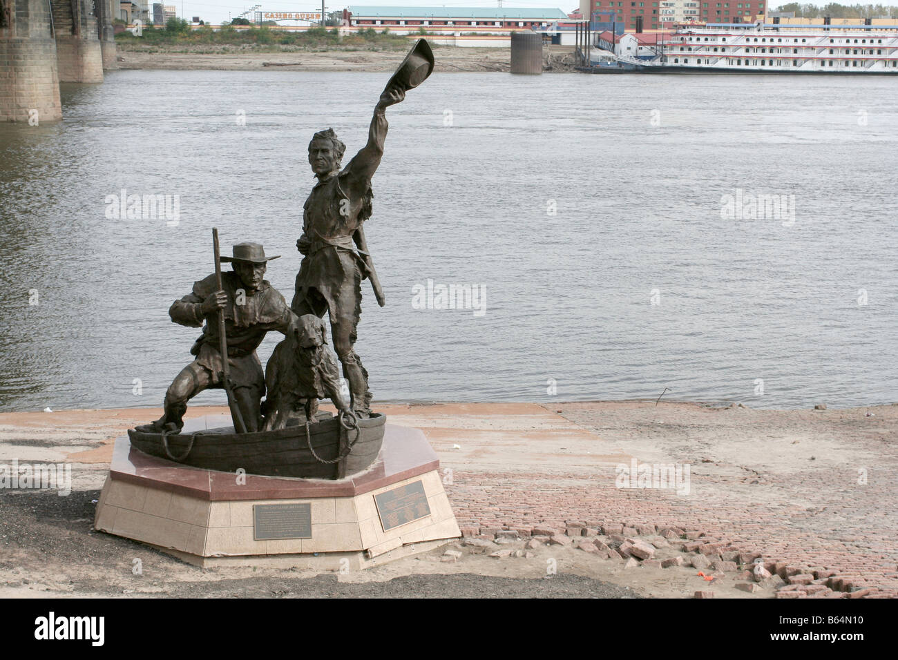 Der Captain s zurück Bronze Skulptur zum Gedenken an der Lewis und Clark Expedition Mississippi Küste St. Louis Missouri Stockfoto