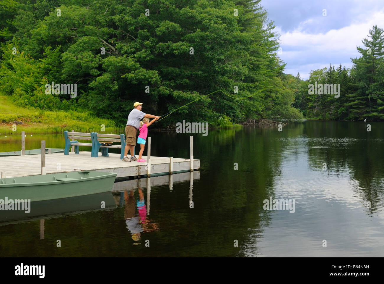 Fliegenfischen-See Wantastiquet-Vermont Stockfoto