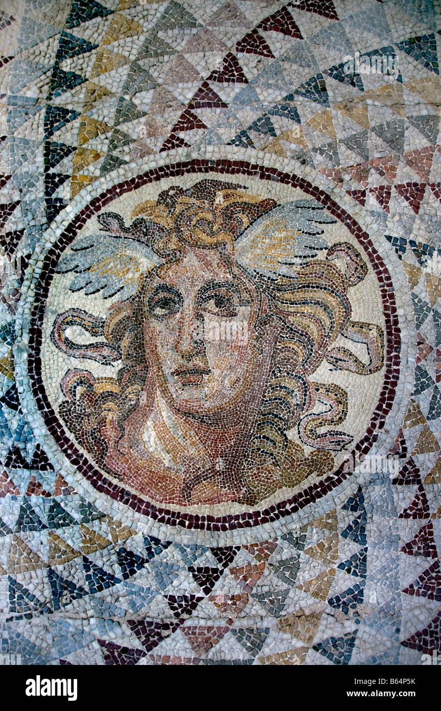 Engelhafte Frau Bodenmosaik Griechisch Griechenland Stockfoto