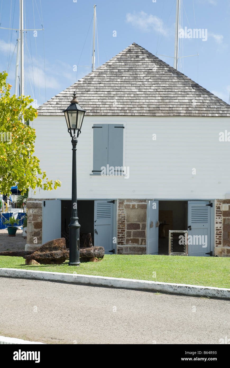 Zimmer des Kommissars und Pay Office, Nelsons Dockyard, English Harbour, Antigua Stockfoto