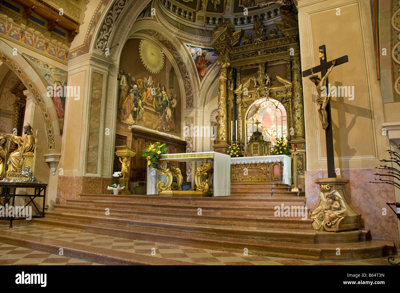 Innenraum der Madonna di Monte Castello Tignale Lake Garda Italien Stockfoto