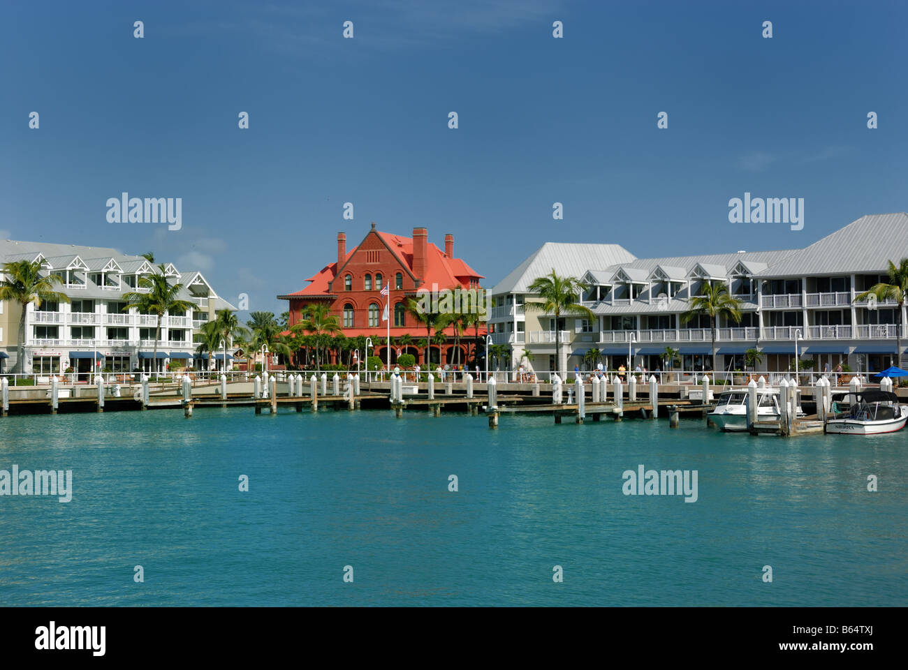 Der Pier-Bereich, wo Kreuzfahrtschiffe in Key West, Florida legen. Stockfoto