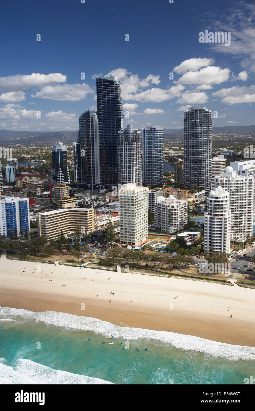 Surfer-Paradies Gold Coast Queensland Australien-Antenne Stockfoto