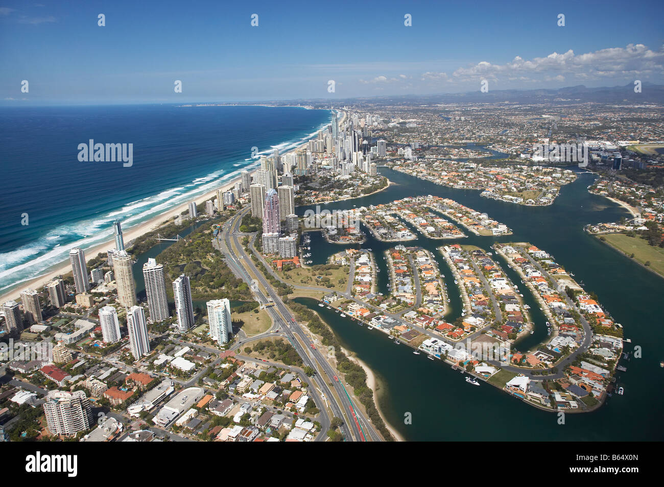 Paradies Wasser Surfer Paradies Gold Coast Queensland Australien Antenne Stockfoto