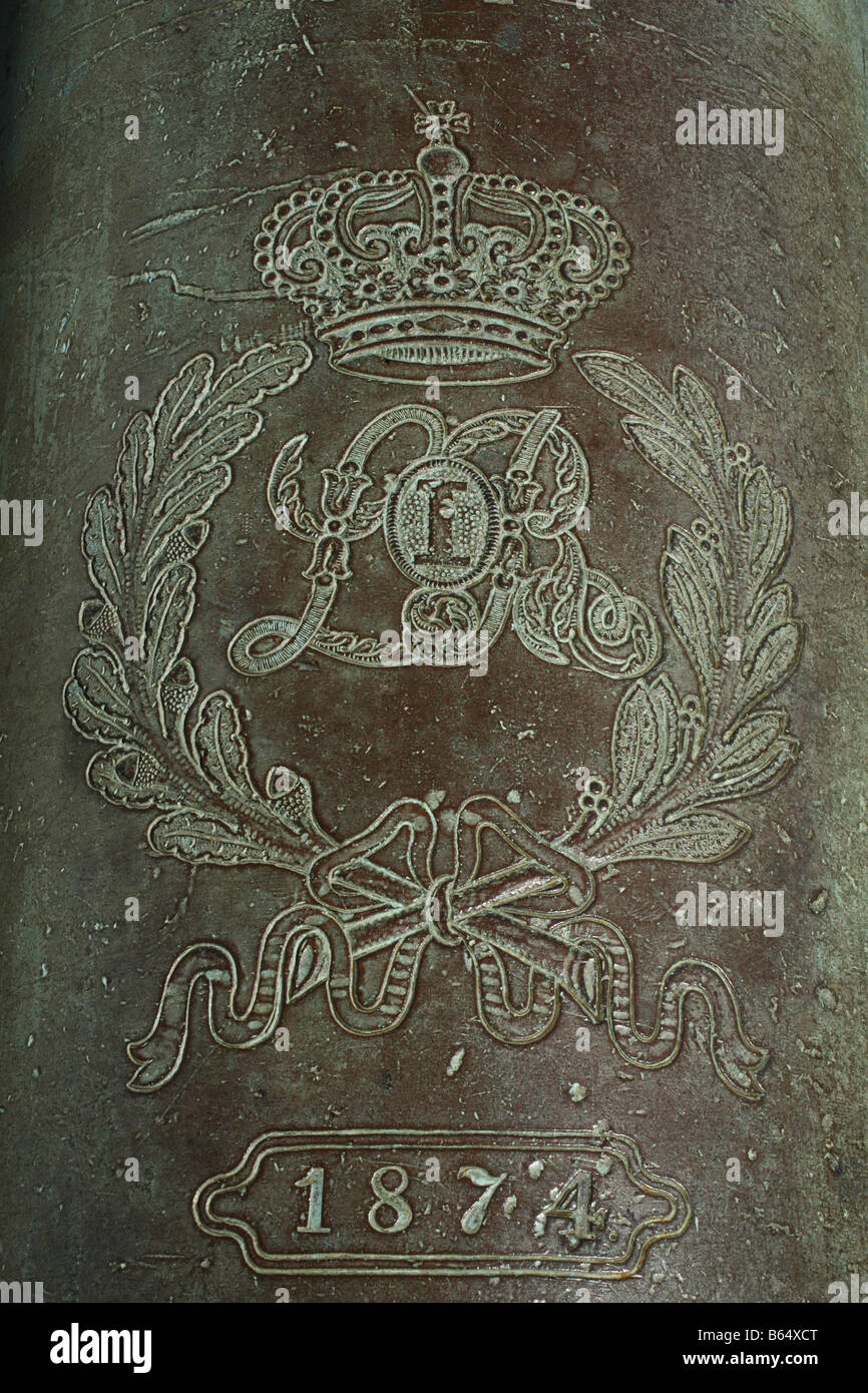 Detail einer XIX Jahrhundert portugiesische Kanone Stockfoto