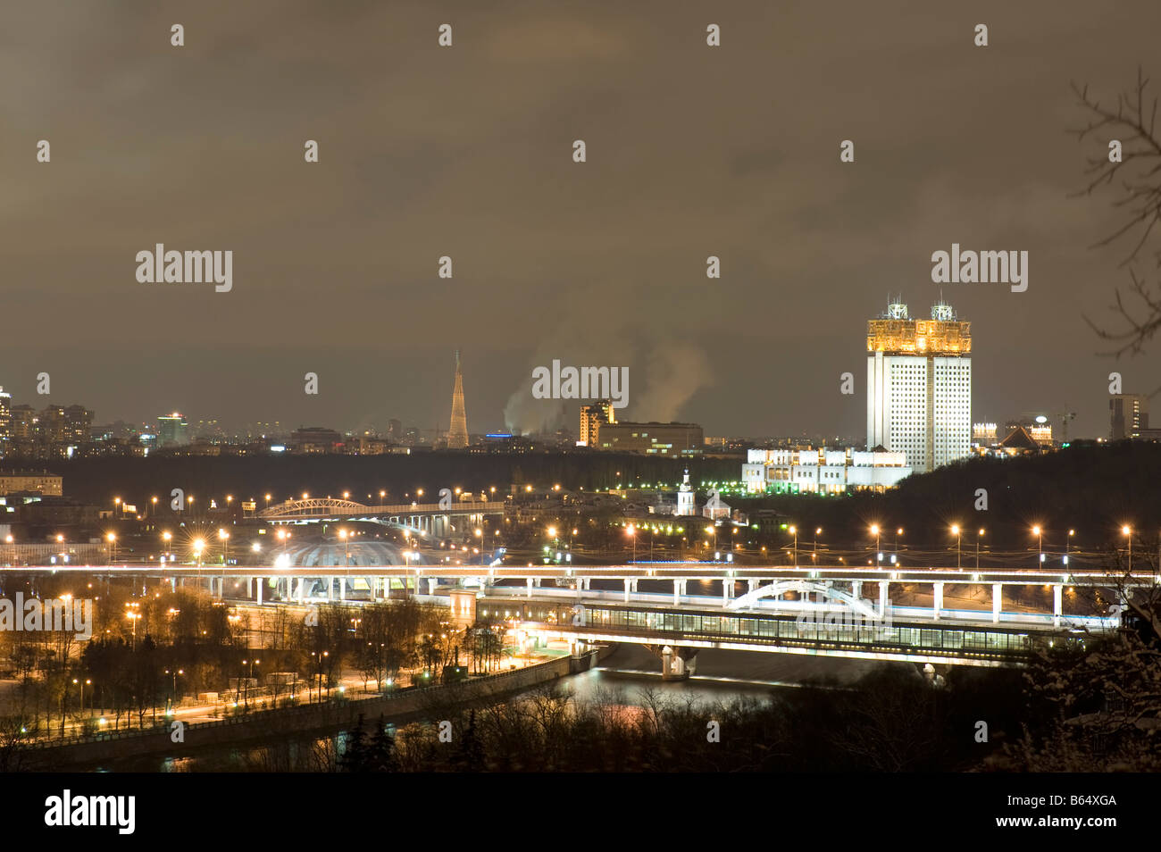 Russland-Moskau-Landschaft in der Nacht Stockfoto