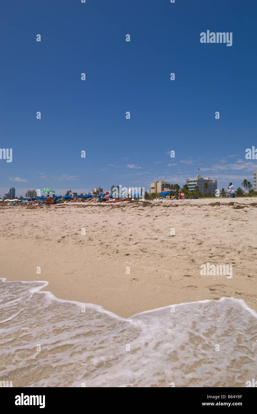 Sandy Beach Art Deco District South Beach Miami Florida Vereinigte Staaten von Amerika Stockfoto