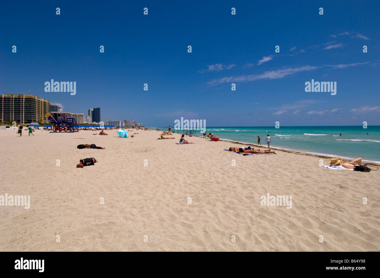 Sandy Beach Art Deco District South Beach Miami Florida Vereinigte Staaten von Amerika Stockfoto