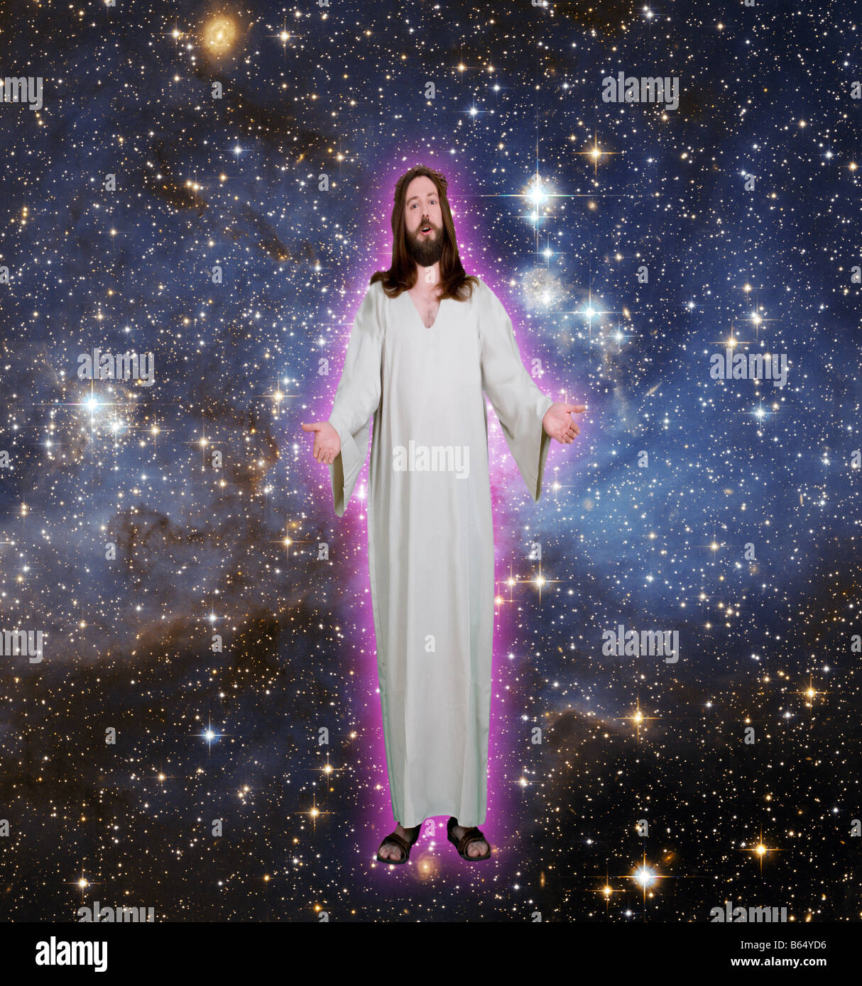 Jesus unter den Himmeln Stockfoto