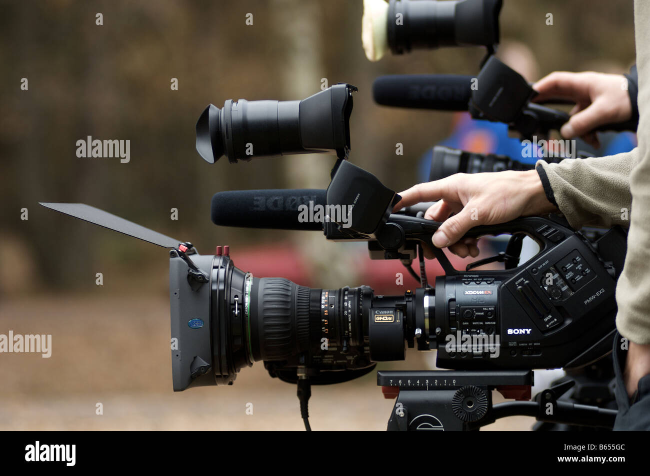Kameramann, digitales Video, hd, broadcast, Dreharbeiten Stockfoto