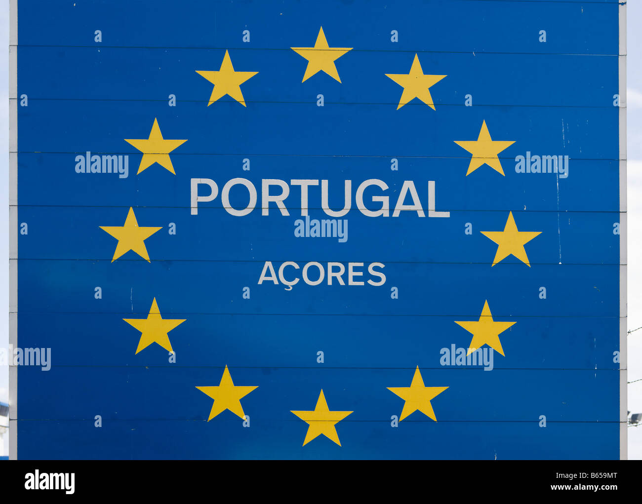 Flagge von Europa auf der Azoren Insel Faial Azoren Portugal Stockfoto