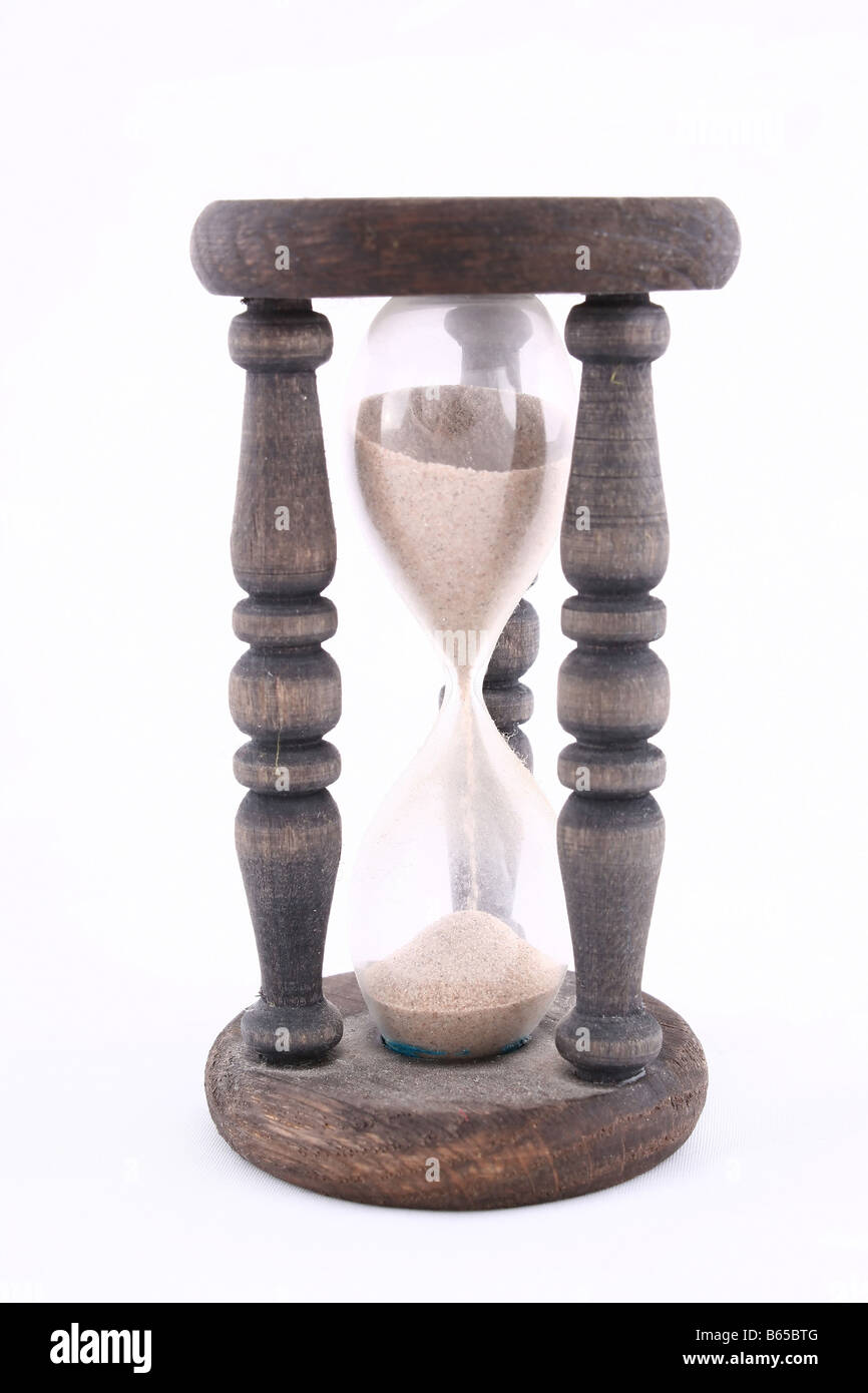 Retro-Sanduhr isoliert auf weißem Hintergrund Zeit Stockfoto