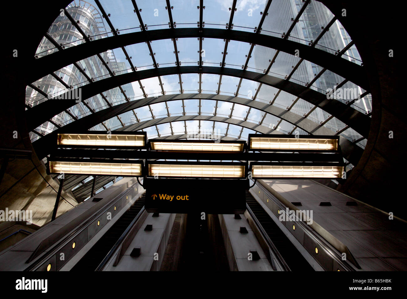 Beenden von Tube Station Canary Wharf, London Stockfoto