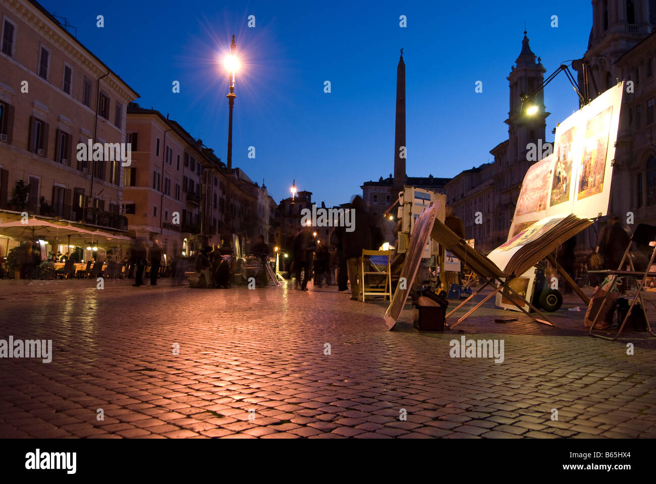 Piazza Navona in Rom bei Nacht Stockfoto