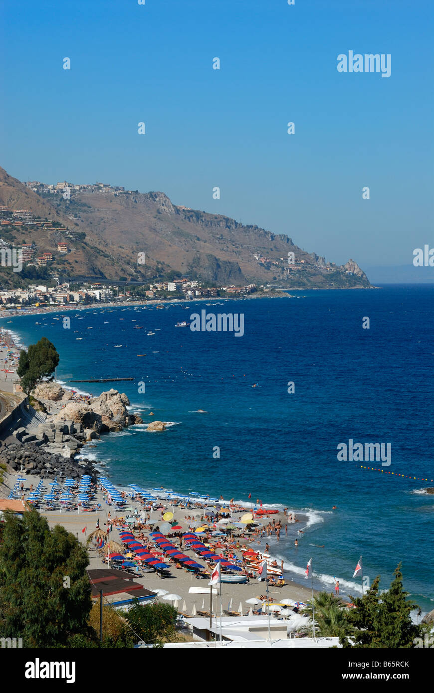 Spisone Strand, Taormina Mare, Taormina, Sizilien Stockfoto