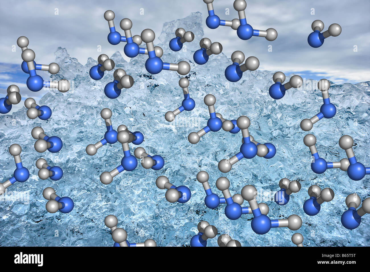 Eis-Moleküle Stockfoto