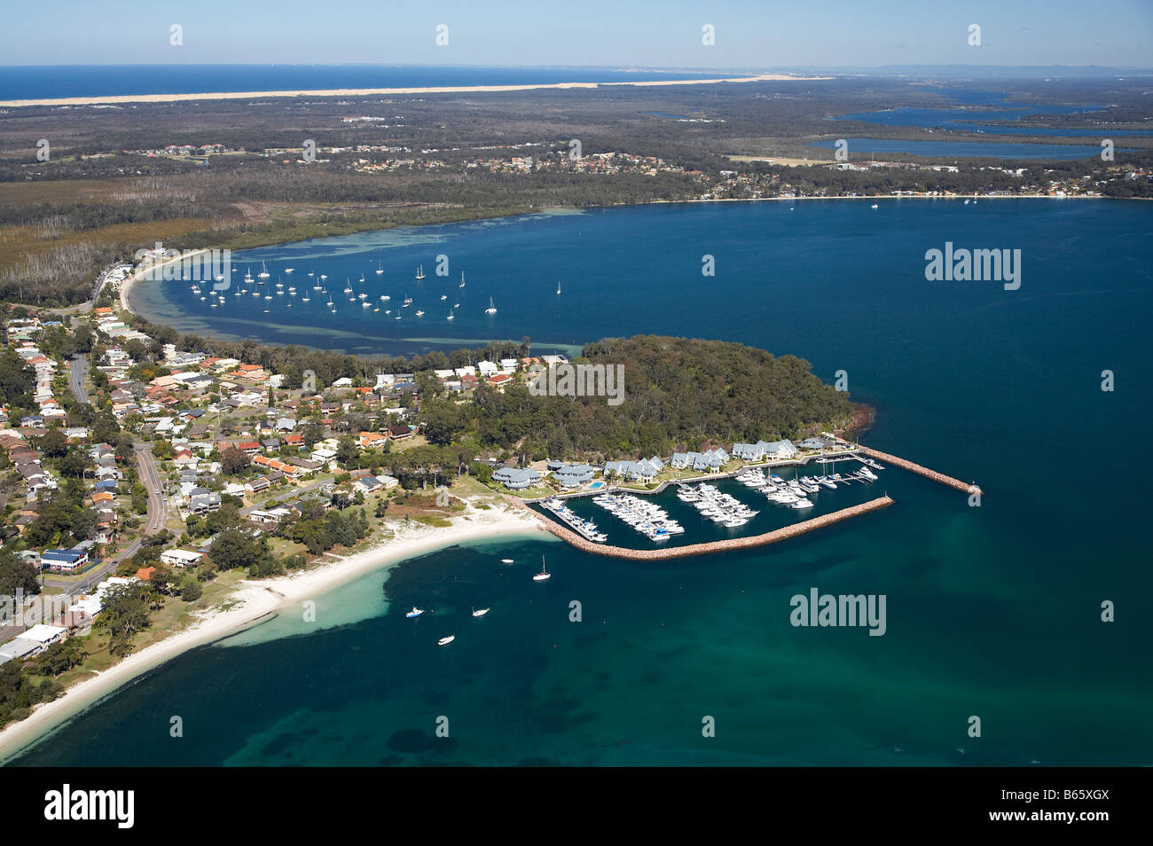 Marina und Peppers Anchorage Hotel Corlette Punkt Corlette und Salamander Bay Abstand Port Stephens New South Wales Australien Stockfoto