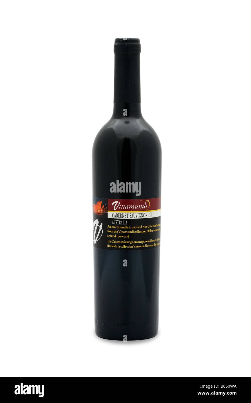 Vinamundi Cabernet Sauvignon Australien 2002 trockenen roten Wein fruchtig reichen Geschmack Aroma extrahieren weichen Tanninstruktur im Alter in Eiche Getränk Stockfoto