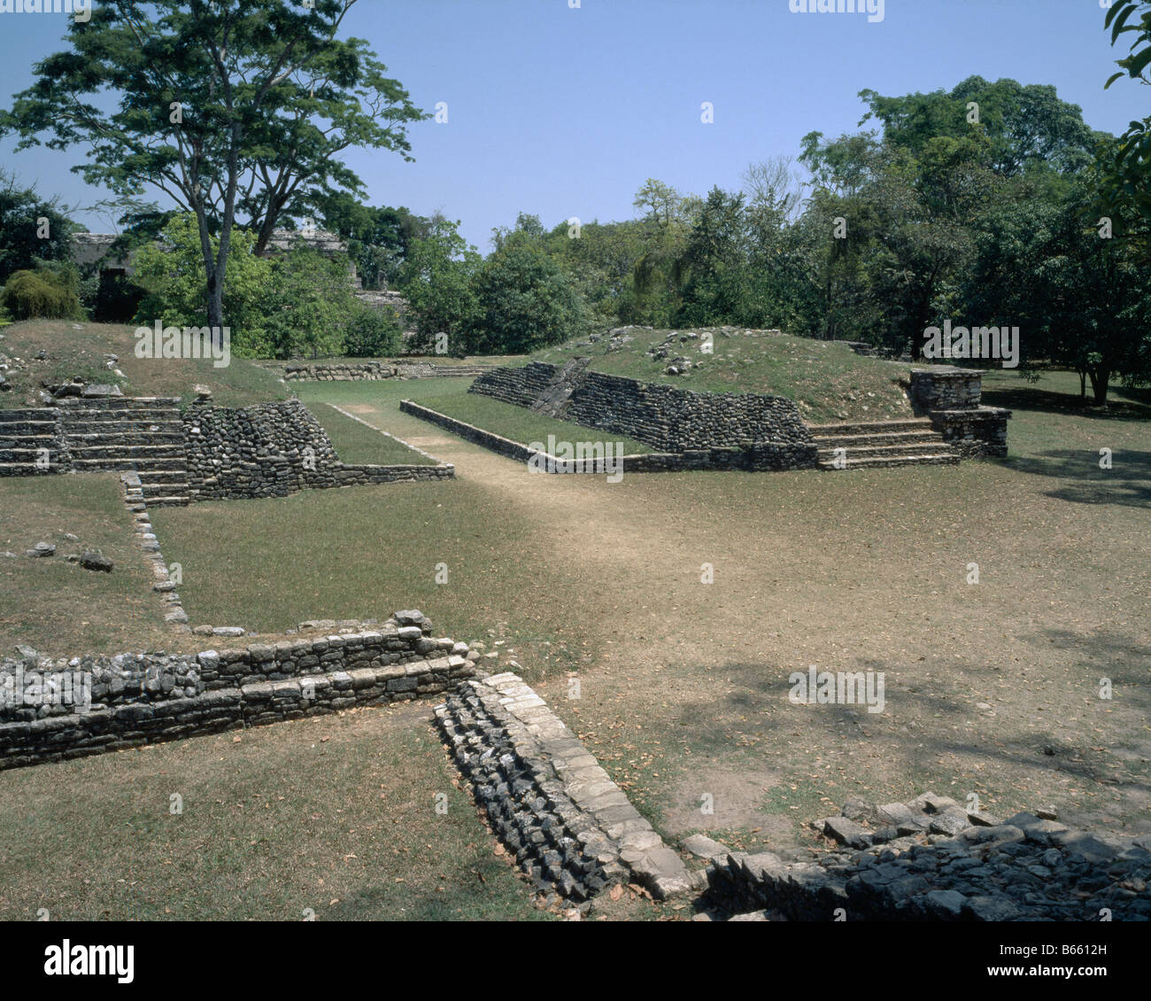 Mexiko-Palenque-Ballspielplatz Stockfoto