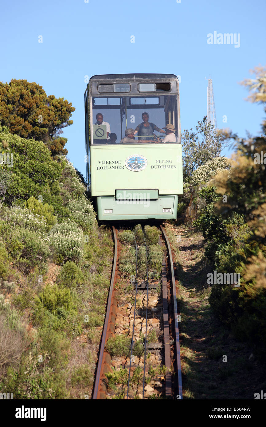 Eisenbahn-Straßenbahn, die die Besucher nach Cape Point, Südafrika Stockfoto