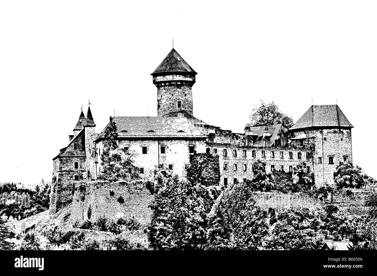 Sovinec - Burg des Heiligen Ordens der Ritter. Gotische Burg aus dem 15. Jahrhundert. Stockfoto