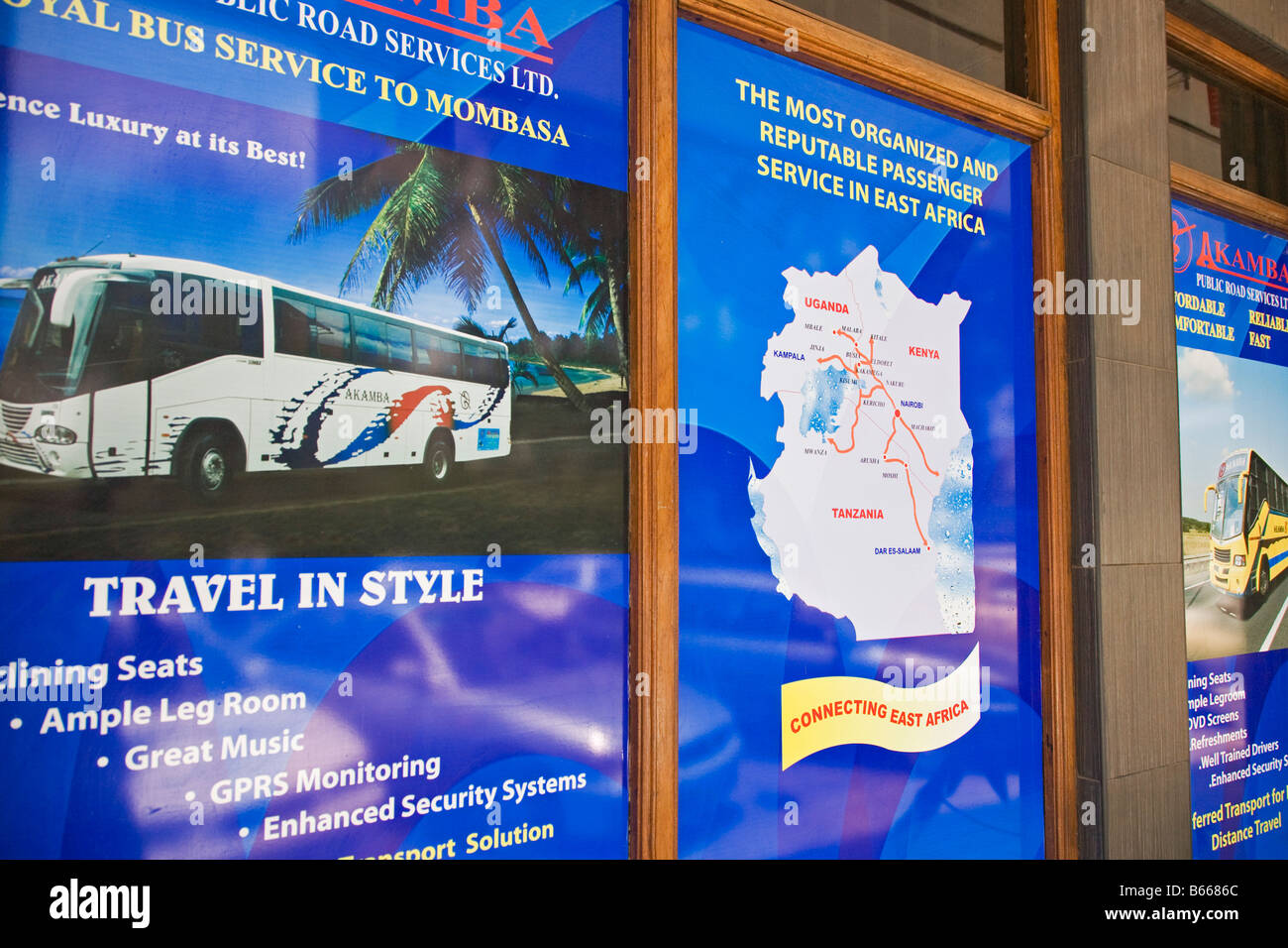 Bus-Service-Informationen Nairobi Kenia Afrika Stockfoto