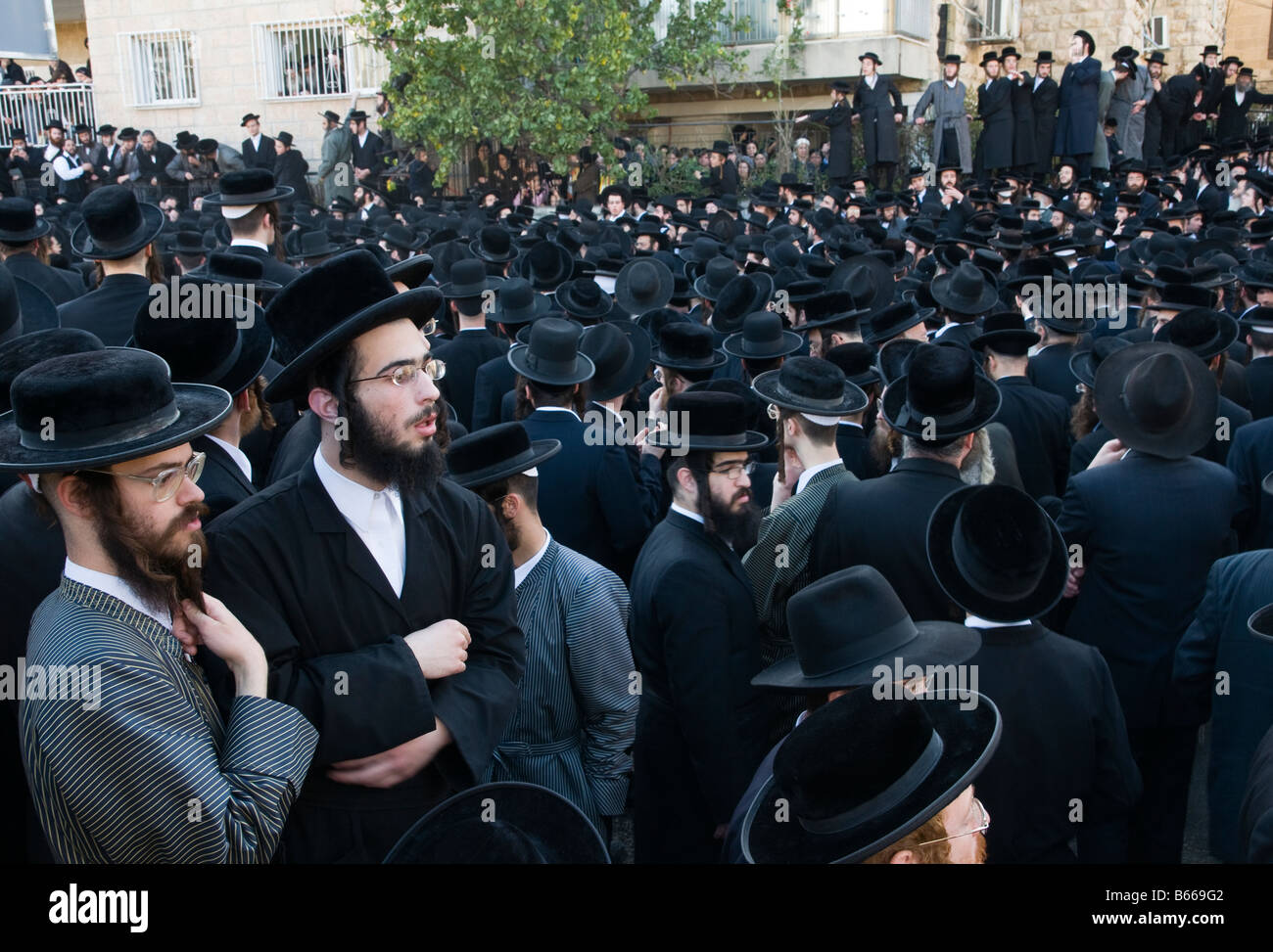 Israel Jerusalem Mea Shearim Nachbarschaft orthodoxe Beerdigung Stockfoto