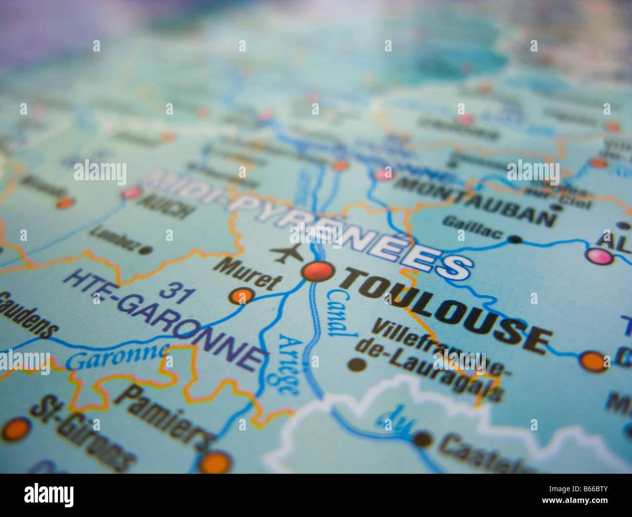 Karte von Frankreich zeigt, Toulouse und Umgebung Stockfoto