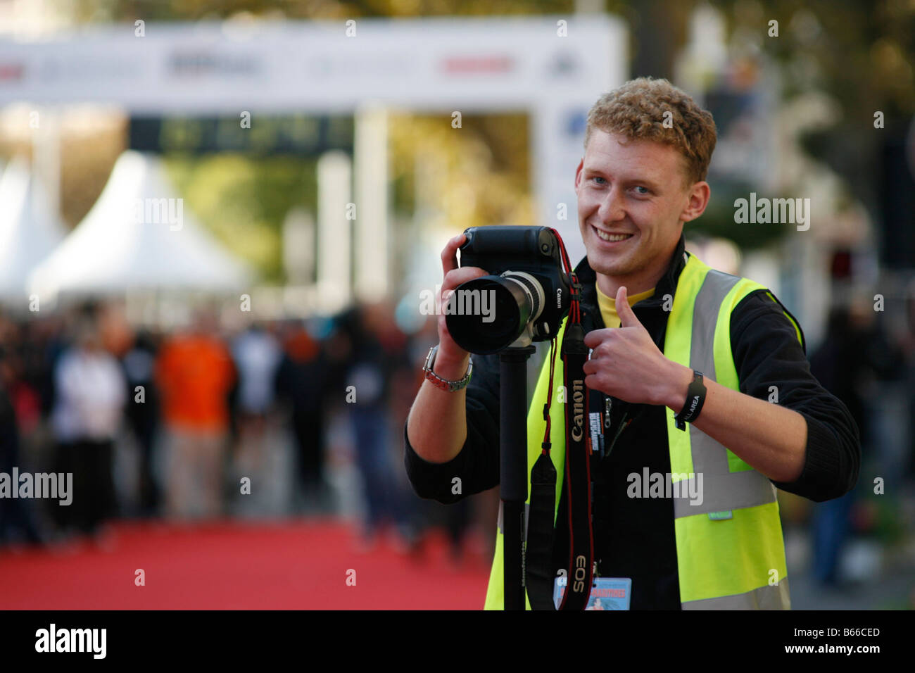 Glücklich Fotografen bei der Arbeit in Nizza Frankreich Stockfoto