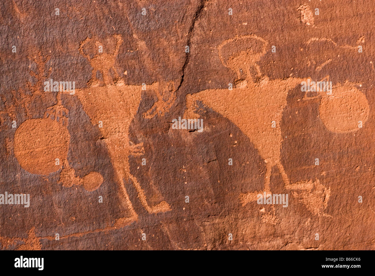 Indianische Felszeichnungen in der Nähe von Moab Utah Stockfoto