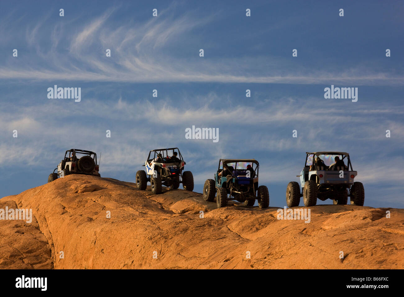 Jeeps auf Hölle s Rache Trail in der Nähe von Moab Utah Stockfoto