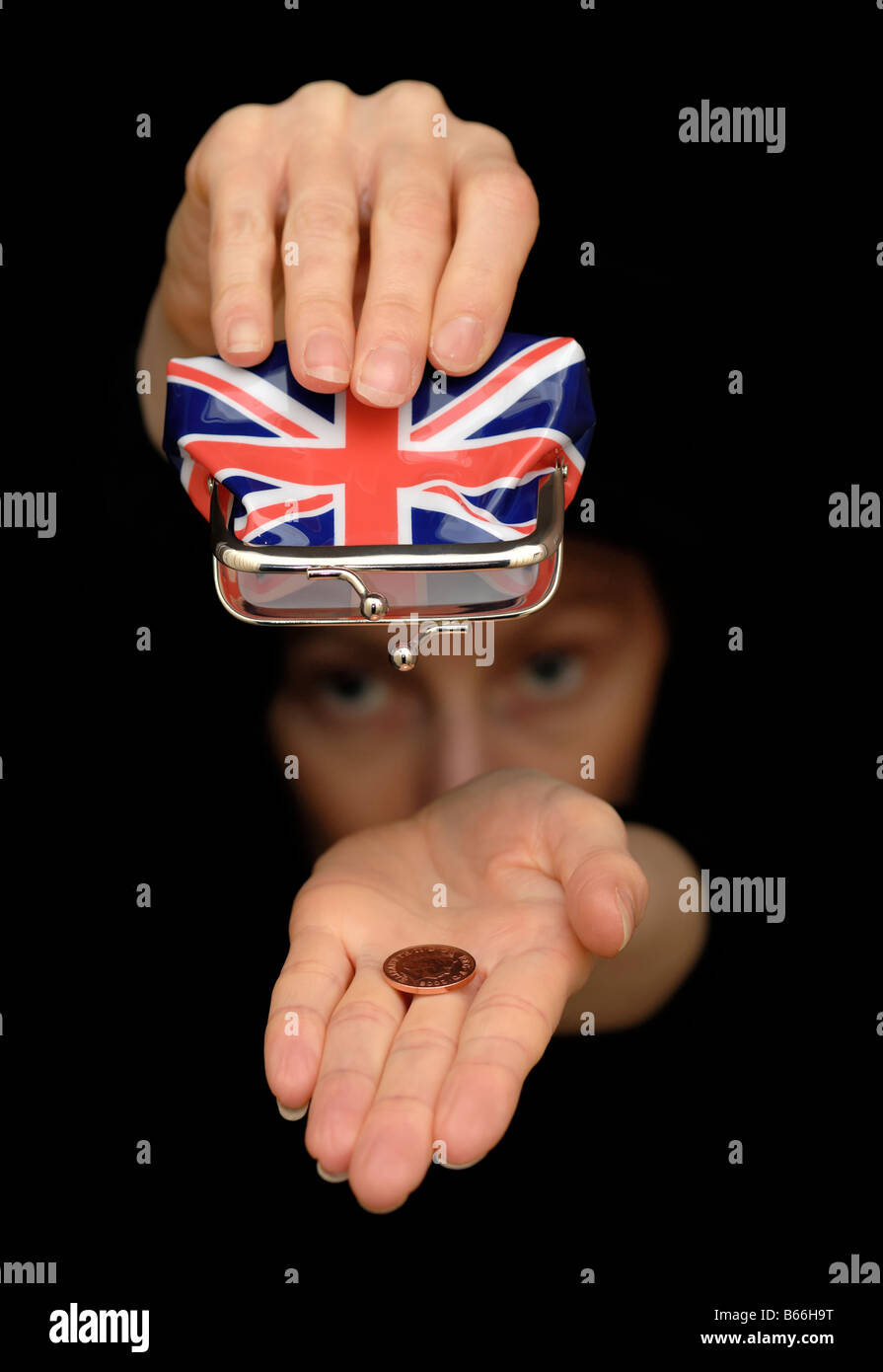 Leere Union Jack Geldbörse Stockfoto