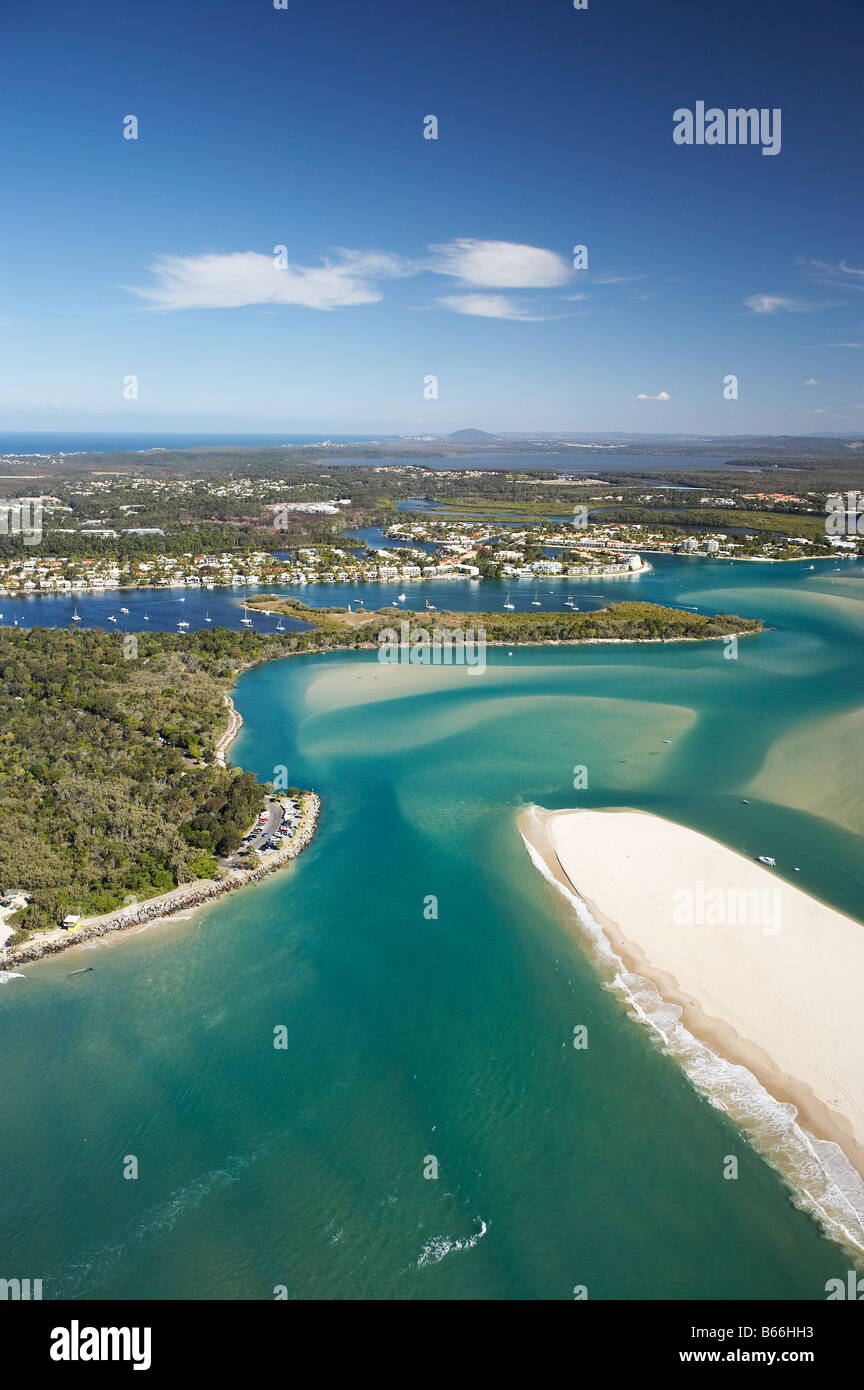Mündung des Noosa River Noosa Heads Sunshine Coast Queensland Australien Antenne Stockfoto